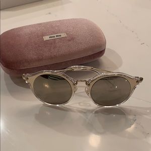NEW Miu Miu Authentic Silver Cat Eye Sunglasses